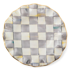 Sterling Check Ceramic Fluted Dessert Plate