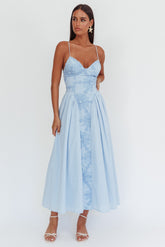 Serifine Floral Embellished Maxi Dress Blue