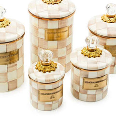 Mocha Check Enamel Canisters
