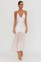 Aysah Chiffon Hem Halter Maxi Dress Pink