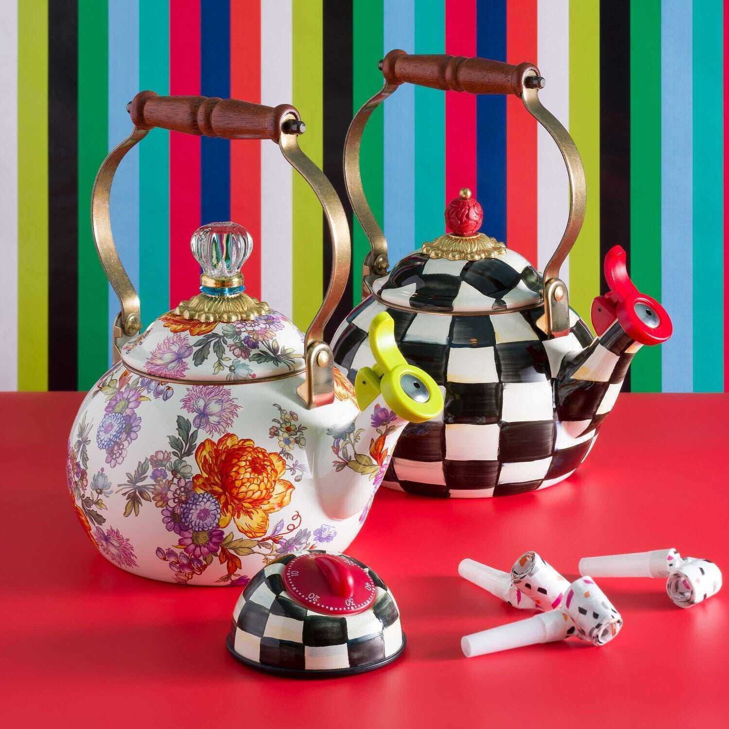 MacKenzie-Childs Courtly Check Whistling Tea Kettle