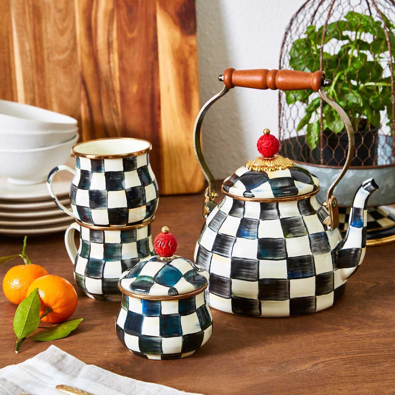 MacKenzie-Childs Courtly Check Lidded Sugar Bowl