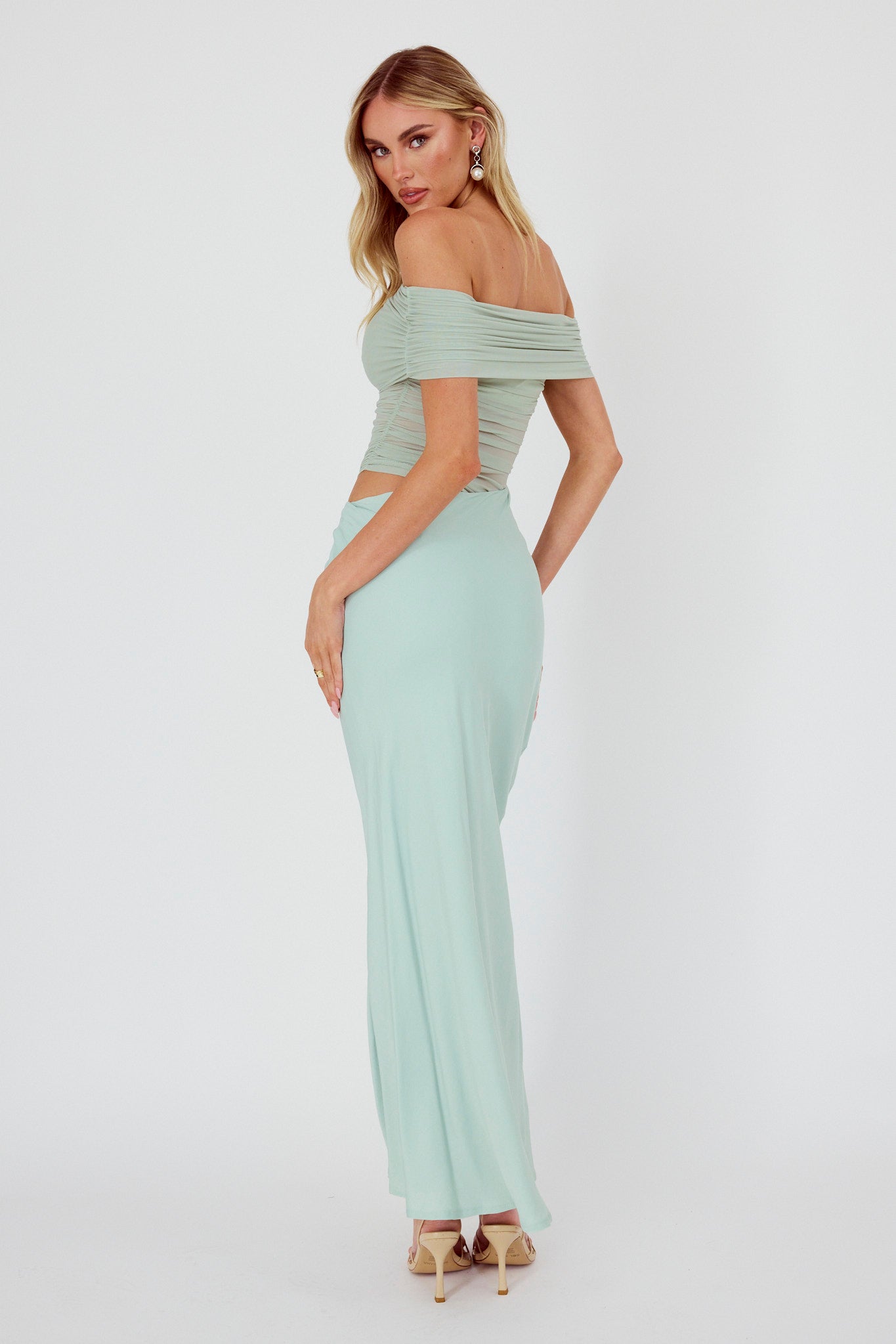 Lorely Off-Shoulder Midi Dress Sage