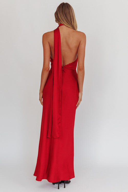 Adora One-Shoulder Maxi Dress Red
