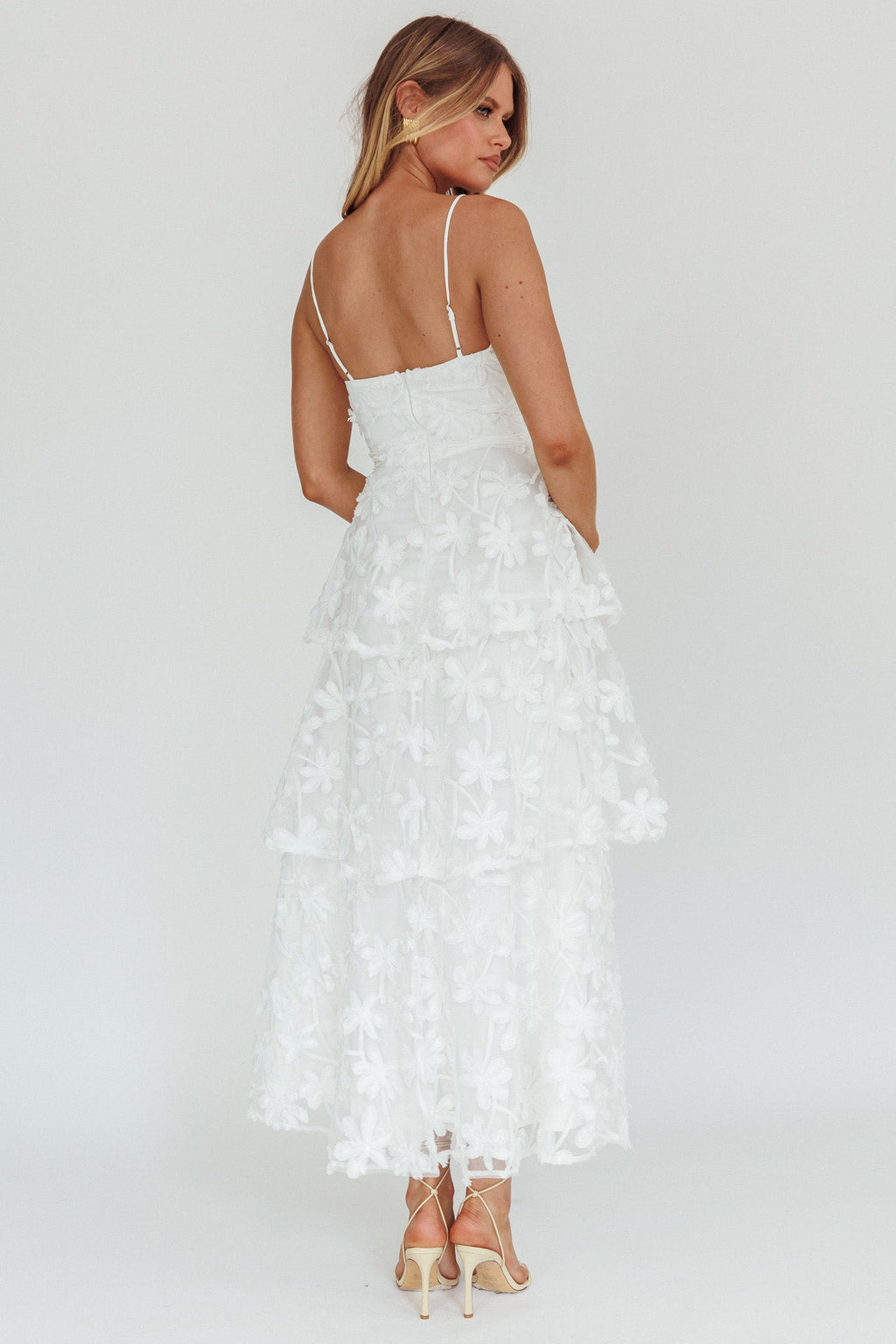 Dori Floral Embellished Maxi Dress White